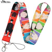 Japan Anime Mob Psycho 100 Lanyards Keychain Mobu Saiko Hyaku Cosplay Neck Straps Kageyama Shigeo Kageyama Ritsu Print Hang Rope Key Chains