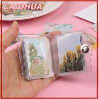 CAIOHUA 1PC เครื่องเขียนใบเสร็จรับเงิน อุปกรณ์เสริม พวงกุญแจ แบบพกพา Mini Photo Albums สำหรับการ์ดรูปถ่าย 2 นิ้ว ที่ใส่รูปถ่าย