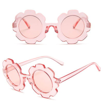 แว่นกันแดดทรงดอกไม้สีชมพูแว่นตาแฟชั่นย้อนยุคสำหรับเด็กเด็กหญิงเด็กชายกันแดดในฤดูร้อน