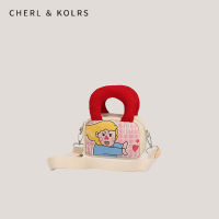 CHERL &amp; KOLRS กระเป๋าถุงผ้าใบแบบพกพาอ้วนสาวน่ารักสีหลอกใหม่กระเป๋าสะพายไหล่แมสเซ็นเจอร์ขนาดเล็กสีตัดกันกระเป๋าสี่เหลี่ยมขนาดเล็ก