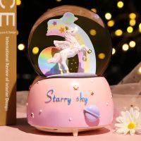 Fantasy Girl Unicorn Crystal Ball Music Box Ornament Student Music Box Snowflake Water Polo Gift Birthday Gift Home Decor