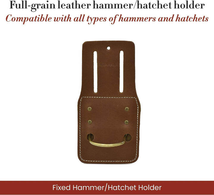 style-n-craft-fixed-hammer-holder-full-grain-leather-hatchet-holder-compatible-with-all-types-of-hammers-and-hatchets-dark-tan-98438-full-grain-leather