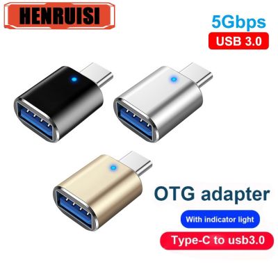 LED USB 3.0 To Type C Adapter OTG To USB C USB-A To Micro USB Type-C Female Connector For Samsung Xiaomi POCO Adapters