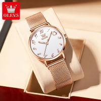 OLEVS Fashion Trend Business Casual Rose Gold Simple Waterproof Ladies Watch [100 Original Genuine + Original Gift]