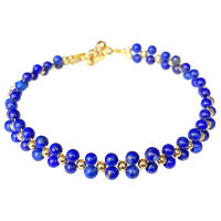 ขายส่ง Blue Lapis Lazuli สร้อยข้อมือคริสตัลธรรมชาติปรับ DIY รอบลูกปัดแถวมือสำหรับผู้หญิง R สไตล์แฟชั่น Jewelry