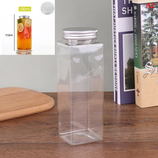 500ml-square-disposable-beverage-bottle-milk-tea-shop-plastic-yogurt-bottle-disposable-candy-jar-mason-jar-lids-storage-bottle