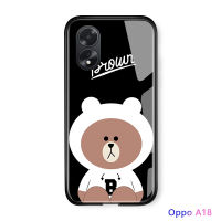 เคสใส่โทรศัพท์สำหรับ OPPO A18 A38การ์ตูนสำหรับเด็กผู้หญิงกรอบฝาหลังกระจกเทมเปอร์ขอบนิ่ม