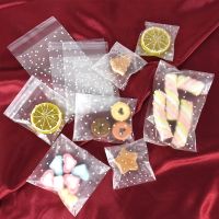 100pcs Transparent Dot Candy Packaging Bags Plastic Clear Food Cookie Present Bags Self-Adhesive Frosted Pouch DIY Wedding Birthday Biscuit Snack Childrens Favorites Party Favors