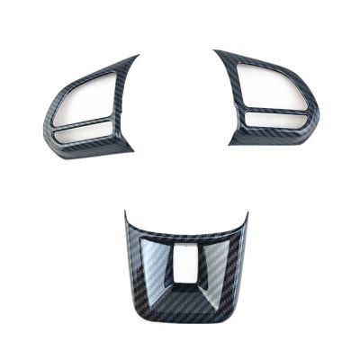 dfthrghd 3Pcs/Set ABS Car Steering Wheel Button Cover Sticker Interior Decoration for MG5 MG6 MG ZS Carbon fiber
