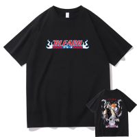 Vintage Anime Bleach Kurosaki Ichigo Double Sided Printed T Shirt Men Manga Harajuku T-shirts Mens Casual Loose Tshirt XS-4XL-5XL-6XL