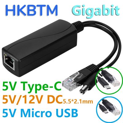 【CW】 HKBTM Gigabit PoE Splitter Micro USB/Type-C/DC Power over Ethernet for IP Camera/Raspberry PI/sensecap/Bobcat