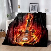 New Style Guitar Fire Music 3D Printed Art Flannel Blanket for Beds Hiking Picnic Bedspread Throw Blanket Super Soft Lightweight Blanket