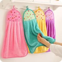 2 Pcs Coral Velvet Bathroom Supplies Soft Hand Towel Absorbent Cloth Dishcloths Hanging Cloth Kitche