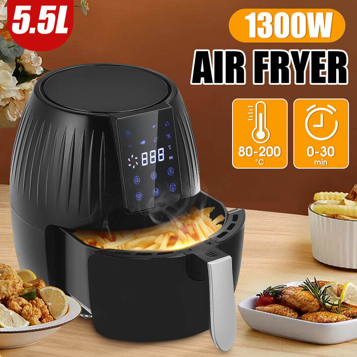 5.5L 1300W Air Fryer Cooker Temperature Control & Electric 360 ...