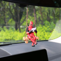 Gucanou Deadpool ตุ๊กตาเครื่องประดับน่ารัก Chic Swing Design การ์ตูนตกแต่ง PVC Deadpool รถแขวนเครื่องประดับสำหรับรถกระจกมองหลังจี้