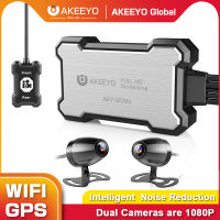 AKEEYO AKY-958N Dual 1080P Motorcycle Camera Full Body Waterproof WiFi Motobike Dash Cam Noise Reduction DVR Black Recorder