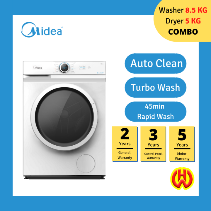 Midea Washer Dryer (8.5KG/5KG) MF100D85B Combo 2 In 1 Washer Dryer Lazada