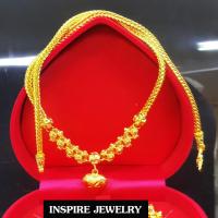 Inspire Jewelry สร้อยคอทองลายดอกจิกห้อยหัวใจตอกงานงานแบบร้านทอง สวยงามมาก