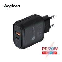 [ใหม่2023] Acgicea 20W USB ประเภท C ชาร์จโทรศัพท์ได้อย่างรวดเร็วอะแดปเตอร์ติดผนัง USB Quick Charge QC 3.0 PD สำหรับ iPhone 13 12 Pro Xiaomi Samsung