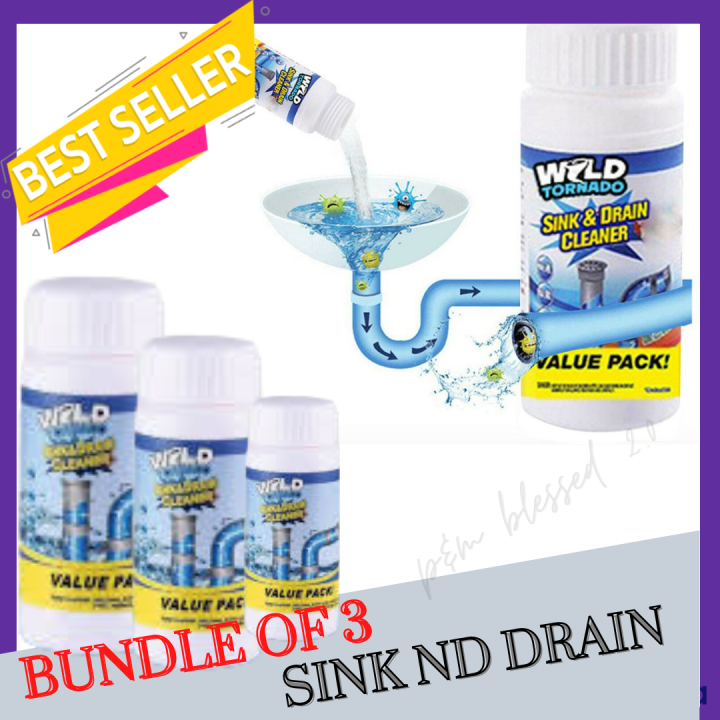 Bundle of 3 Original Wild Tornado Sink and Drain Cleaner for Clogged