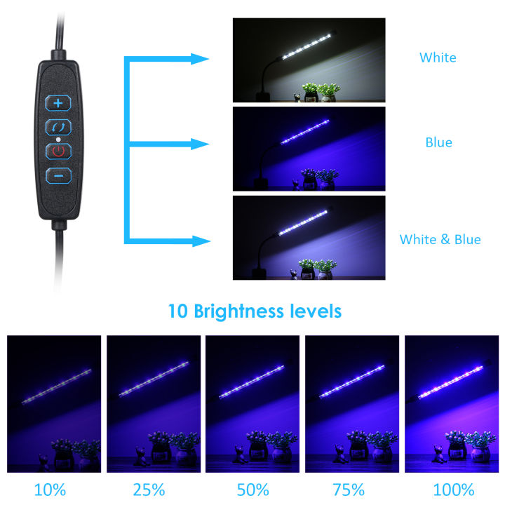 d-c-5v-7w-18-led-ไฟตู้ปลาปลา-jar-clamp-คลิปดูโคมไฟ-usb-ขับเคลื่อน3สีแสงเปลี่ยน10ระดับปรับแสงสลัวได้ยืดหยุ่น-bendable-หลอดพับเก็บได้แบบพกพา