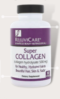 Rejuvicare, Super Collagen Collagen Hydrolyzate Size 500 mg. Contains 90 capsules.