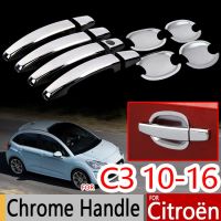 (ขอบล้อรถยนต์ Yangwmnlifuzhangxiaoyao) สำหรับ Citroen C3 Mk2ปลอกมือจับโครเมียมชุด4ชิ้น2010-2016สติ๊กเกอร์ตกแต่งรถยนต์แต่งรถ2011 2013 2014 VT VTR +