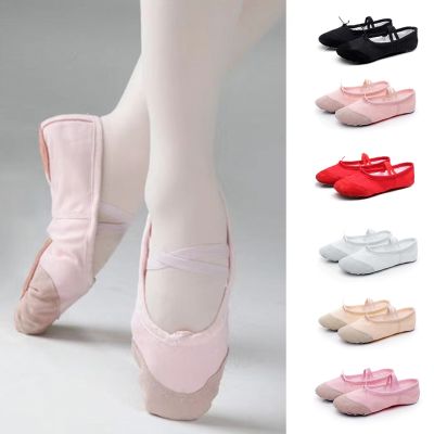 hot【DT】 Ballet Shoes Kids Slippers Canvas Soft Sole Female Gym