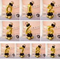 hotx【DT】 Gold 32inch Number Foil Column Balloons Happy Birthday Decorations Kids Boy 1 2 3 4 5 6 7 8 9 Year Old