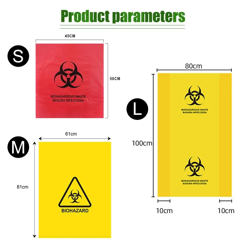 Biohazard Waste Disposal Bag 20'' x 24'' x 0.035mm 100pcs/pack