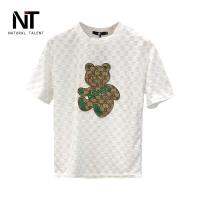 เสื้อยืด NTt แฟชั่นของผู้ชายโลโก้ยอดนิยมสไตล์ร้อนแรงใน Ins เสื้อยืดลายหมีที่มีแขนสั้นในช่วงฤดูร้อนของ2023เทรนด์ใหม่ของเสื้อโค้ท