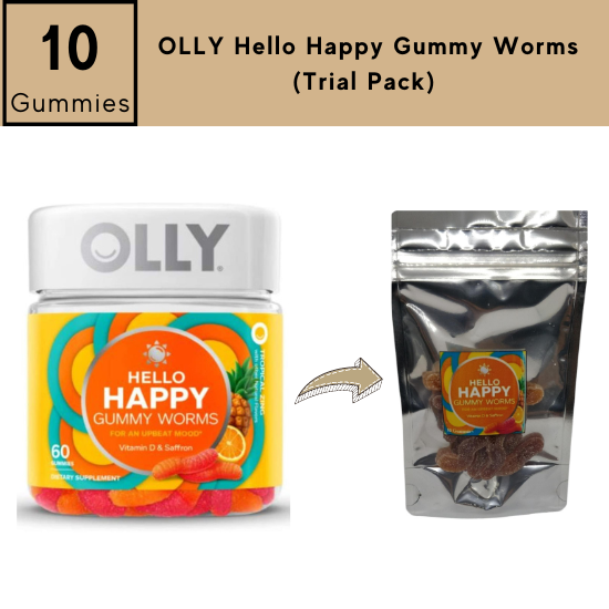 EXPIRY 06/2023 OLLY Hello Happy Gummy Worms with Vitamin D & Saffron
