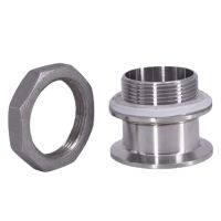 {Haotao Hardware} ปลอกสองชั้น1.5 Quot; 2 Quot; Tri Clamp 1-1/4 Quot; 1-1/2 Quot; 1-Quot; BSP ปลายบากท่ออนามัยชาย Bulkhead ถังน้ำ304สแตนเลส Homebrew