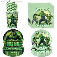 The Avengers Hulk Decoration Supplies Superhero Disposable Cups Plates Napkins Banner Kids Birthday Party Decor For Baby Shower