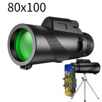 ZZOOI Monocular Telescope 80X100 High Definition Zoom Night Vision Monocular Binoculars With SmartPhone Holder For Hunting Camping