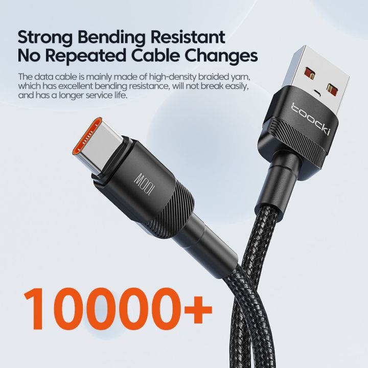 สาย-usb-toocki-ชนิด-c-100w-ชาร์จเร็วชนิด6a-p30สายเคเบิ้ล-type-c-สำหรับ-huawei-p40-samsung-poco-realme-oneplus-สายรับส่งข้อมูล