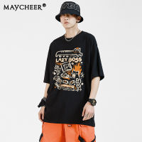 MAYCHEER   เสื้อยืดลายอะนิเมะสำหรับผู้ชายวัสดุเกรดสูงแขนสั้นพิมพ์ลายของผู้ชายใหม่หลวมและใส่สบาย