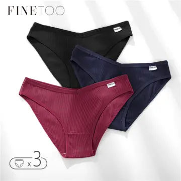 FINETOO 3PCS Cotton Panties Women Soft Bikini Underwear Female