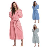 Hooded Fleece Bathrobe Women 2021 Soft Plush Long Flannel Sleepwear Female Casual Warm Bath Robe Loungewear New Ladies Pajama