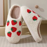 Strawberries Couple Cotton Slippers Home Indoor Cartoon Platform Slides Ladies 2023 Designer Warm Comfortable Winter Shoes Women