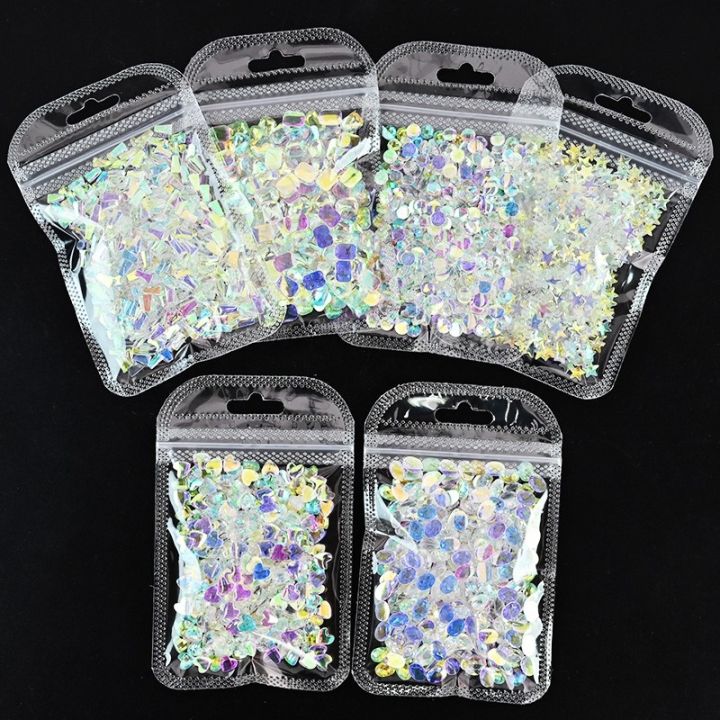 100Pcs/Lot Multi-Shapes Nail Rhinestones Shiny Glass Diamond Nail Crystals  Colorful Nail Gems Rhinestones for