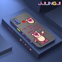 Jlingji เคสสำหรับ Tecno Spark 5 Air Spark 6 Air KE6เคสลายการ์ตูนหมีสตรอเบอร์รี่บางขอบสี่เหลี่ยมด้านข้างดีไซน์ใหม่กันกระแทกเคสมือถือแข็งปลอกซิลิโคนคลุมทั้งหมดเคสป้องกันกล้องแบบนิ่ม