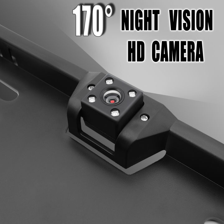 hd-รถกล้องมองหลังสหภาพยุโรปยุโรปใบอนุญาตหมายเลขทะเบียนกรอบผู้ถือ-night-vision-ย้อนกลับกล้องสำรอง4ไฟ-led