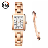 2021 New Elegent Women Watch With Bracelet Sets Japan 2035 Quartz MOVT Simple Rose Gold Female Stainless Steel Band Waterproof