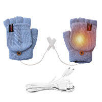 USB Fingerless ความร้อนถุงมือถักหน้าจอสัมผัสความร้อนถุงมือทำงานให้อบอุ่นล้างทำความสะอาดได้ U Nisex ของขวัญสำหรับกีฬากลางแจ้ง