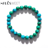 Chrysocolla Malachite สร้อยข้อมือลูกปัดหินธรรมชาติสำหรับผู้หญิงผู้ชายสร้อยข้อมือ Relief เบาหวานรักษาเครื่องประดับลดน้ำหนัก