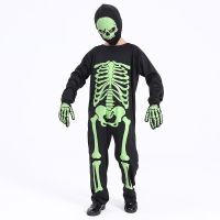 ✙﹍❆ Glow In The Dark Skeleton Zombie Skull Costume Cosplay Children Jumpsuit Halloween Costume for Kids Purim Party Disguise