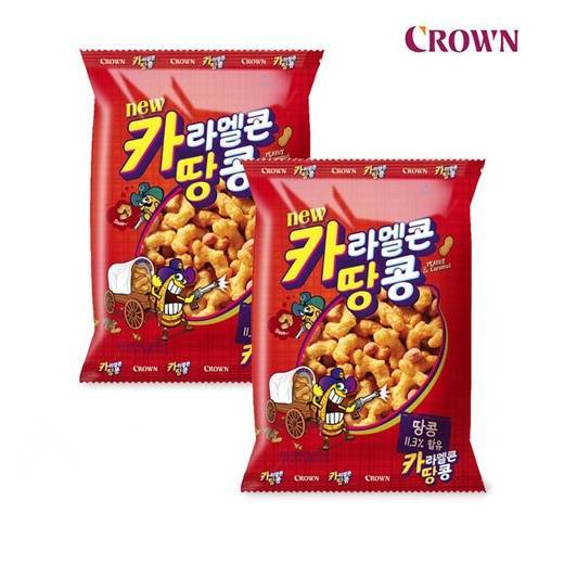 ขนมเกาหลีคาราเมล-คอร์น-พีนัท-crown-caramel-corn-peanut-72g
