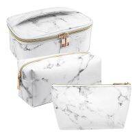 Marble Makeup Bag Set Portable Toiletry Pouch Bag Waterproof Organizer Case Storage Makeup Brushes Bag for Women Girls