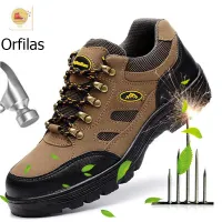 Orfilas รองเท้าเซฟตี้หัวเหล็ก พื้นแผ่นเหล็ก แข็งแรงทนทาน ผู้ชายปีนเขากลางแจ้ง, เดินป่ารองเท้าระบายอากาศ รองเท้านิรภัย